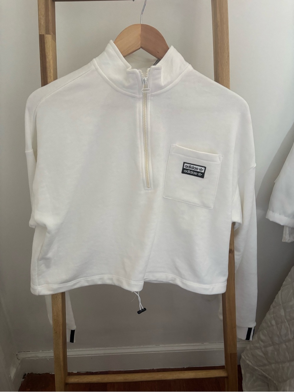 adidas White Half-Zip Pullover
